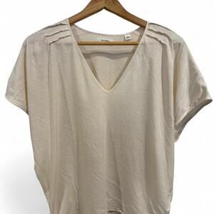 Pristine Cream Billy Reid Cotton/Linen Blend V-Neck Shirt size Small